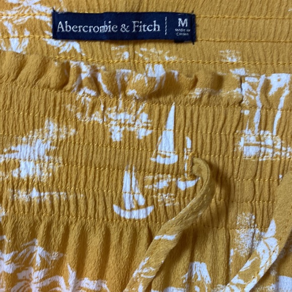 Abercrombie & Fitch High Waist Tropical Hawaiian Print Pant Golden Yello… - Picture 8 of 11